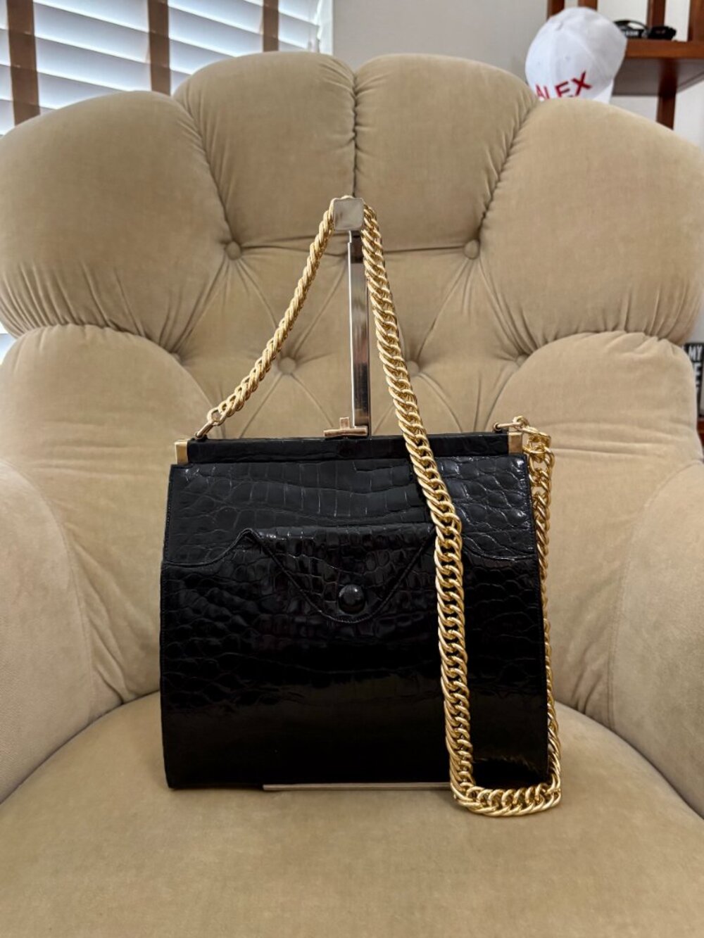 VTG Auth. MANON Genuine Alligator Circa 1960's Art Deco Frame Bag...GORGEOUS! - Picture 2 of 8